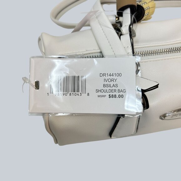 Steve Madden White Barrel Satchel Shoulder Bag Tassel Charm New With Tags - Picture 9 of 9